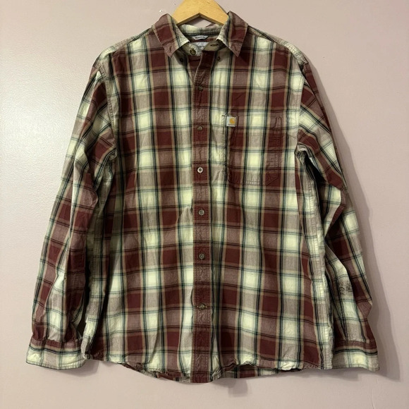 Carhartt Essential Plaid Longsleeve Flannel Shirt  Mens Size L - Picture 1 of 8